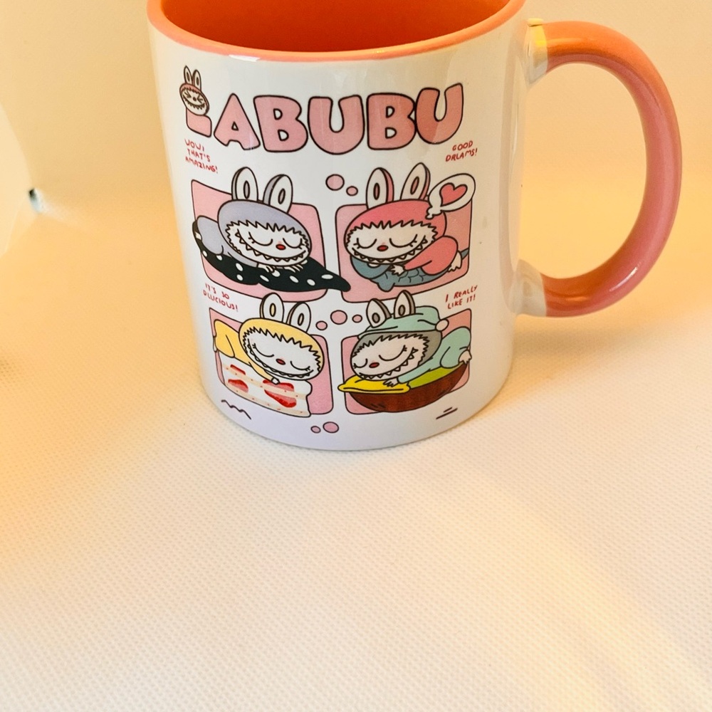 Monster Cute Bunny Cartoon Ceramic Mug - Pink Accent - Picture 5 of 6
